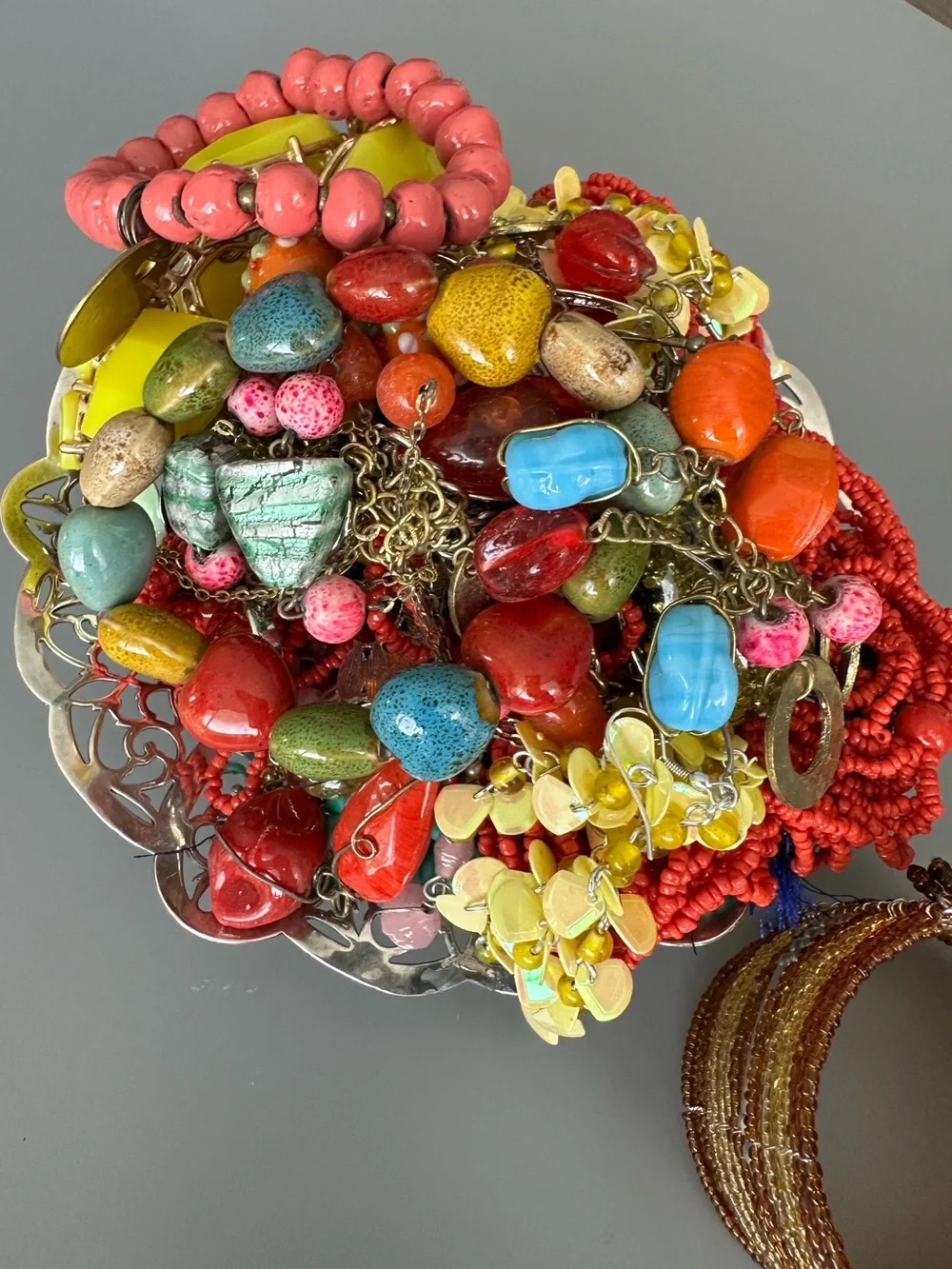 Colorful Jewelry Jar Boho Indian Style Earrings Bracelets Necklaces Rings Beads